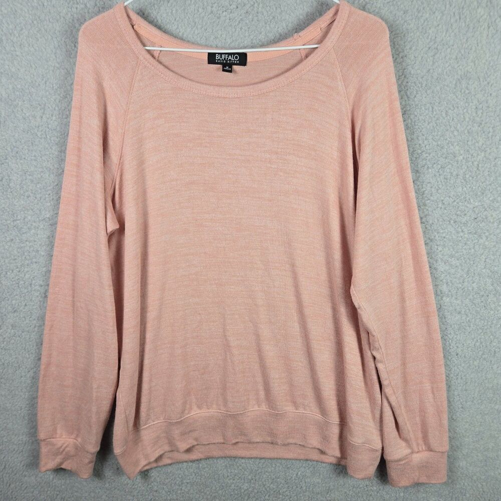 Buffalo David Bitton Women's M Pink Lightweight Raglan Knit Pullover Sweater